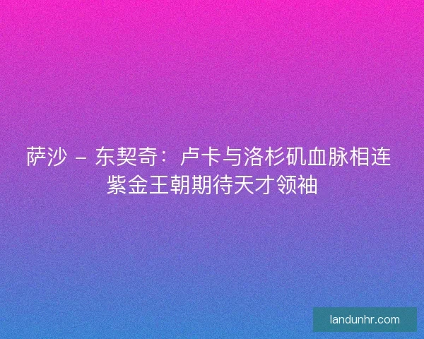 萨沙 - 东契奇：卢卡与洛杉矶血脉相连 紫金王朝期待天才领袖