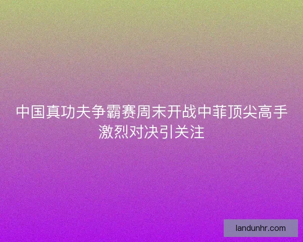 中国真功夫争霸赛周末开战中菲顶尖高手激烈对决引关注